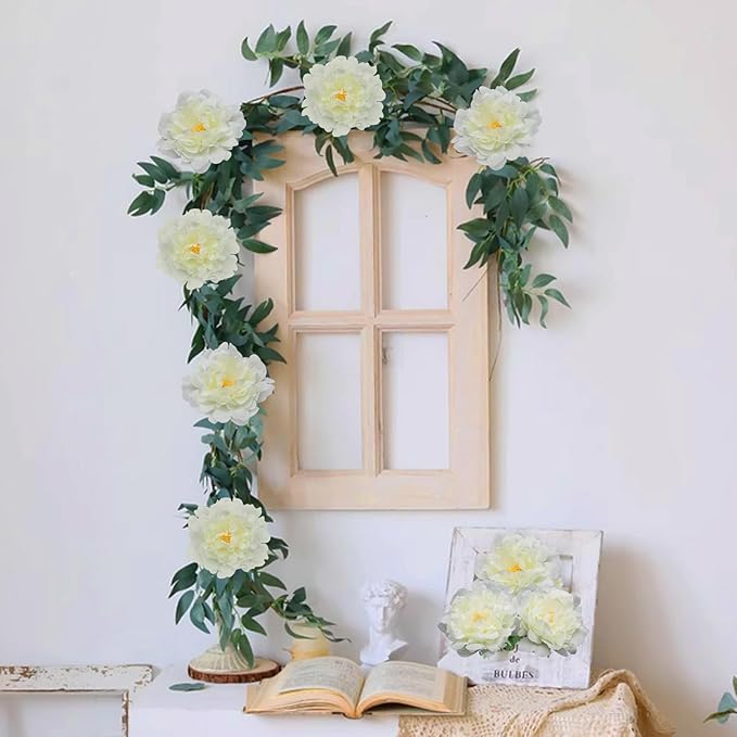 20pcs 5" Artificial Flower Peonies, Silk Peonies with 6" Stems, Flowers Suitable for Wedding Bouquets, Home Party Decoration (Milk White)