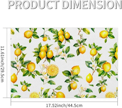 Lemon Tropical Summer Placemats Set of 1 PVC Vinyl Non Slip Table Mats Waterproof Heat Resistant Place Mats Washable Wipeable Dining Table Mat for Kitchen Party Indoor Outdoor Decorative