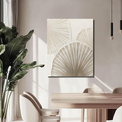 WINKAILIN Beige and White Abstract Shell Canvas Art Modern 32x40 inch Wall Decor for Living Room Bedroom Office Wall Decoration