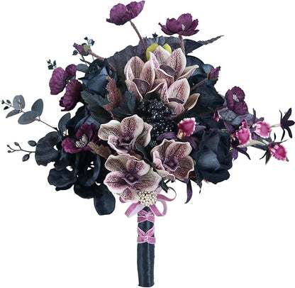 S_SSOY Wedding Bouquet Bride,Bride Bridal Bouquet Bridesmaid Artificial Flowers for Ceremony Anniversary Party Bridal Shower Decoration Wedding Bouquets (Phalaenopsis)