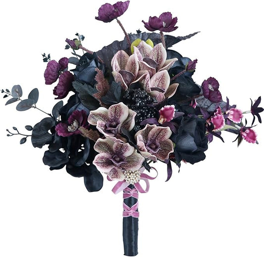 S_SSOY Wedding Bouquet Bride,Bride Bridal Bouquet Bridesmaid Artificial Flowers for Ceremony Anniversary Party Bridal Shower Decoration Wedding Bouquets (Phalaenopsis)