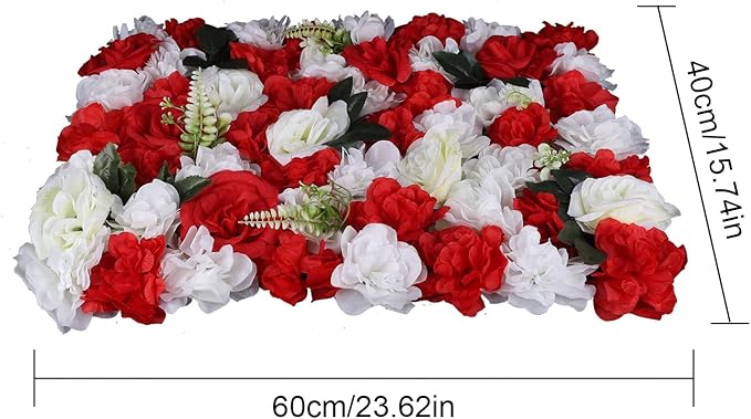 LOYALHEARTDY 12 Pack Artificial Flower Wall Panels 16 x 24 Flower Wall Mat Silk Rose Hydrangea Flower Panels for Backdrop Event Party Wedding Wall Decoration