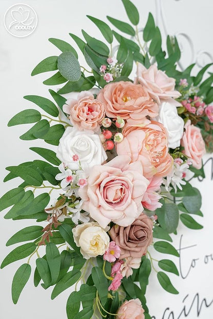 Pack of 2 Wedding Arch Decorations Artificial Hanging Flowers Floral Swag for Wedding Welcome Sign Backdrop Balloon Arch Home Party Bridal Ceremony Reusable(Deep Pink)