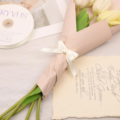 Ivory Satin Ribbon, Double Faced 3/8 Inch X 25 Yards Ivory Ribbon, Premium Satin Ribbon for Gift Wrapping, Crafts, Hair Bow Making, Sewing, Flower Bouquet, Wedding Party Decor