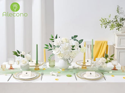 Alecono Artificial Flowers, White Silk Fake Flowers for DIY Wedding Bridal Bouquets, Cake Flowers for Table Centerpieces Baby Shower Party Home Decorations