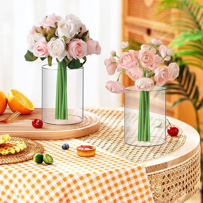 20 Pcs Plastic Vases, 4 Inch Clear Acrylic Cylinder Vase Bulk Floating Candle Holder Small Plastic Vases for Centerpiece Flowers Home Table Wedding Decor