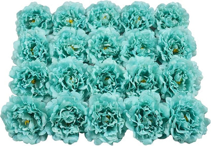 20pcs 5" Artificial Flower Peonies, Silk Peonies with 6" Stems, Flowers Suitable for Wedding Bouquets, Home Party Decoration (Emerald Green)
