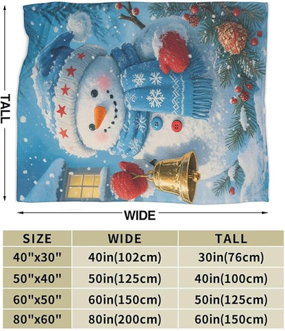 Snowman Blanket Christmas Throw Blanket Winter Snow Soft Cozy Fleece Fuzzy Stuffed Plush Flannel Gifts for Girls Women Boys Kids Adults 60"X80"