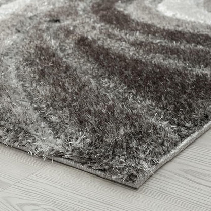 LUXE WEAVERS Lantanas Collection 7070 Grey 5x7 Modern Shag Geometric Area Rug