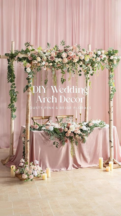 Ling's moment Flowers 16pcs Dusty Rose Blooming Peonies Artificial Flowers with Stem, Artificial Peony Flowers for DIY Wedding Decorations Centerpieces Bouquets Boutonnieres