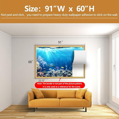 Kids Ocean Wallpaper Underwater Creatures Coral Reef Wall Mural for Children's Room Nursery（Not Peel and Stick）