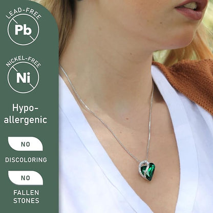 Leafael Necklaces for Women, Infinity Love Birthstone Heart Crystal Pendant, Birthday Jewelry Gifts for Her, Mom, and Wife, Silver Plated, 18 plus 2 inch Adjustable Chain