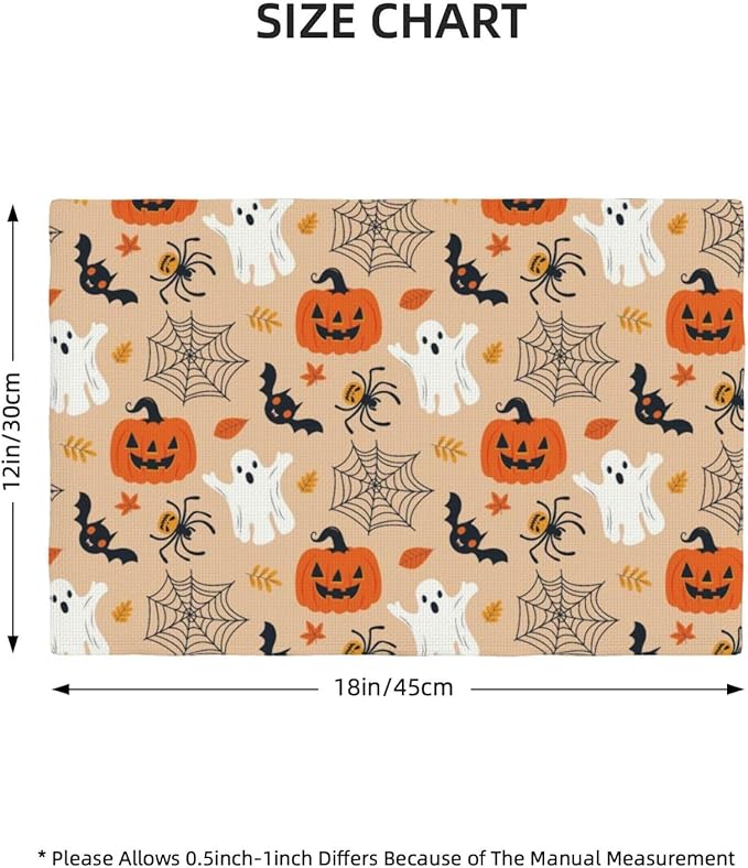 Placemats 4 pcs Halloween Double-Layer Imitation Linen Place Mats Non-Slip Heat-Resistant Tablemats for Home Restaurant Hotel 18×12 Inch