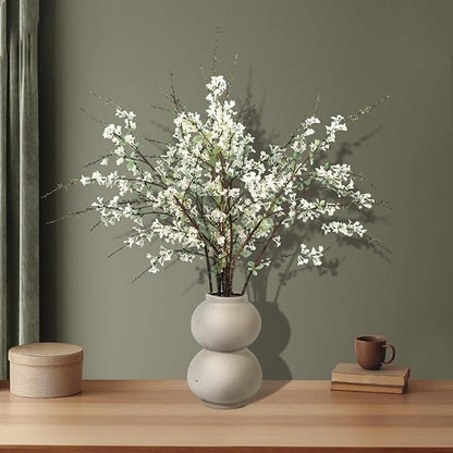 10PCS White Snow Willow Branches – 32'' Real Touch Artificial Flowers, Tall Branches for Vase, Everyday Faux Floral Arrangements for Living Room, Entryway, Office, Farmhouse Minimalist Home Décor