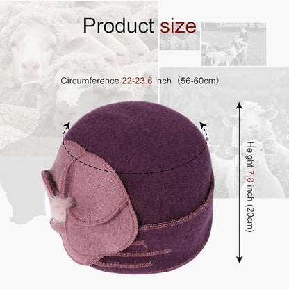 Sumolux Beanie Hats for Women Wool Skull Cap Beret Floral Cuffed French Vintage Dress Cloche Classic Winter 1920s