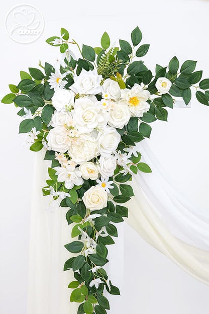 Pack of 2 Wedding Arch, Artificial Flowers, Wedding Decor，Flower Garland Be Suited to Banquet, Party, Reception Entrance Welcome Sign and Background Decoration(Champagne White)