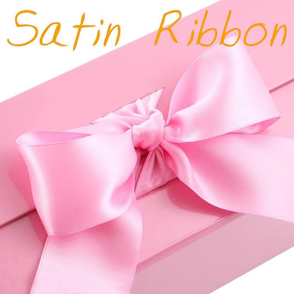 GREEN BEAN Large Gift Box with Lid for Presents 13x9.7x3.4 Inches, Pink Magnetic with Ribbon Luxury Gift Box, Bridesmaid Proposal Box (Glossy Pink)