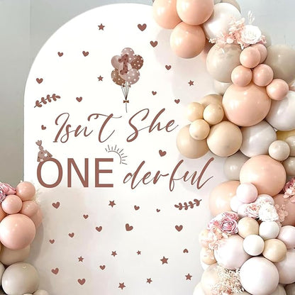 Isn't She Onederful Decals 1st Birthday Party Theme Sign Backdrop Sticker Arch Decal First Birthday Decorations for Girls Photography Background Baby Girls Vinyl Stickers for Party Supplies Gift Decor