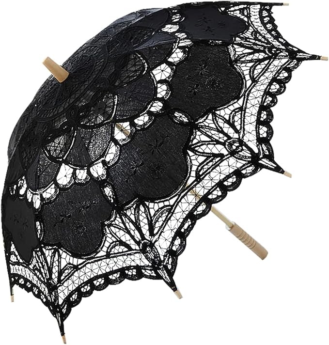 Lace Parasol Umbrella Vintage Wedding Bridal Lace Umbrella for Decoration Photo Tea Party 32 Inch Adult Size