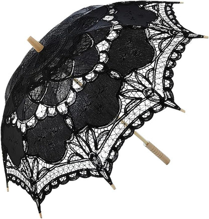 Lace Parasol Umbrella Vintage Wedding Bridal Lace Umbrella for Decoration Photo Tea Party 32 Inch Adult Size