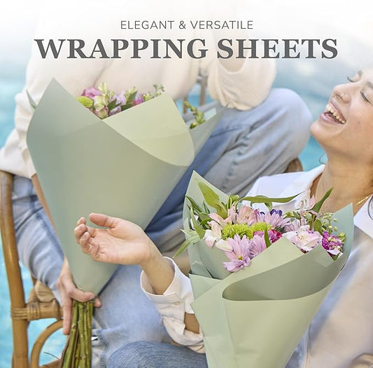 the florist Supply 20 Sheets Premium Flower Wrapping Paper | Waterproof Flower Wrapping Paper for Bouquets | Double Sided Floral Bouquet Sheets | DIY Gifts Colorblend Ocean Spray