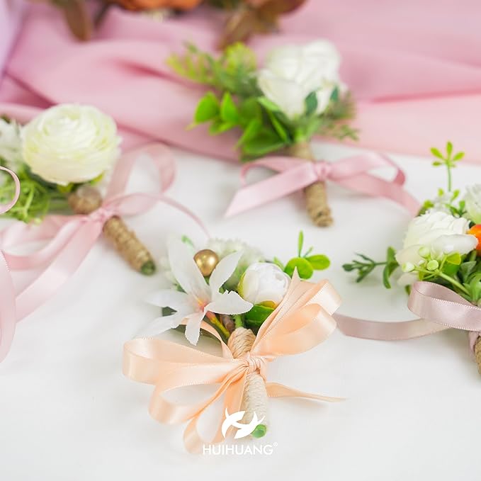 HUIHUANG Rose Pink Ribbon 3/8 inch Assorted Satin Hair Ribbons Dusty Rose Wedding Ribbon for Gift Wrapping Wedding Bridal Baby Shower Decor Floral Bouquet DIY Crafts- 50 Yards Totally