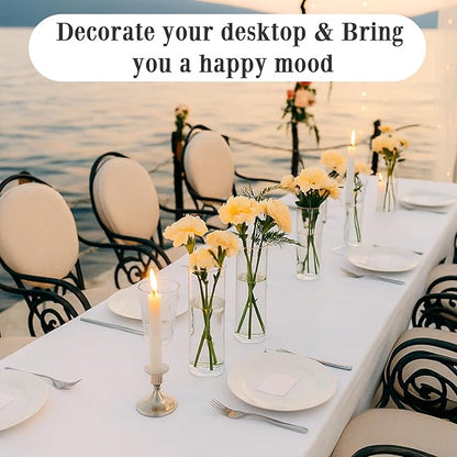 16 Pack 5.9" Tall x 1.8" Diameter Clear Glass Cylinder Vases - Multi-Use Flower Vase, Hurricane & Floating Candle Holders for Wedding Centerpieces, Home Decor, Table Displays