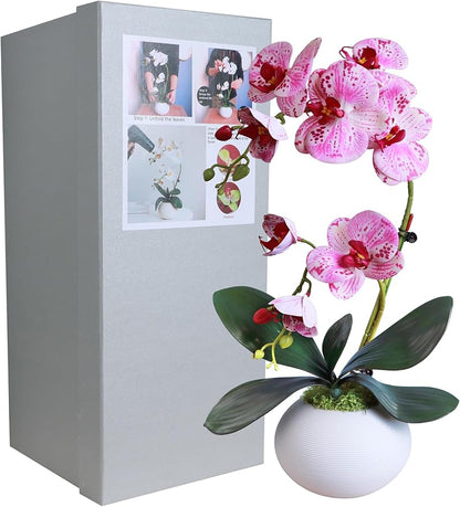 Forlaoers Purple 17" Tall Fake Orchids Small Artificial Plants Faux Flowers in Vase Silk Flowers for Home Decor Indoor Dining Room Table Centerpiece Floral Arrangements Decoration