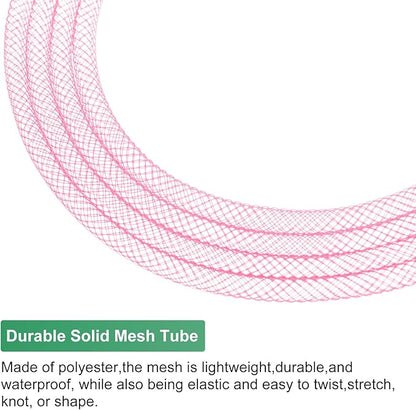 Mesh Tube Ribbon 45 Yards, 4mm Elastic Fabric Ribbons Mesh Tubing for Crafts/Gift Wrapping/Flower Bouquets/Wedding/Birthday/Holiday/Wreaths Christmas/Decoration[Peach]