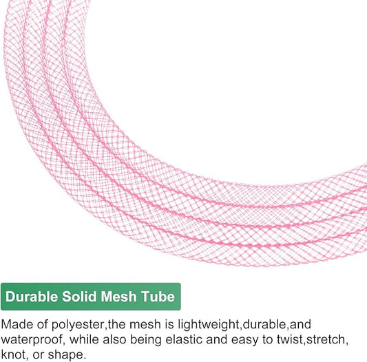 Mesh Tube Ribbon 45 Yards, 4mm Elastic Fabric Ribbons Mesh Tubing for Crafts/Gift Wrapping/Flower Bouquets/Wedding/Birthday/Holiday/Wreaths Christmas/Decoration[Peach]