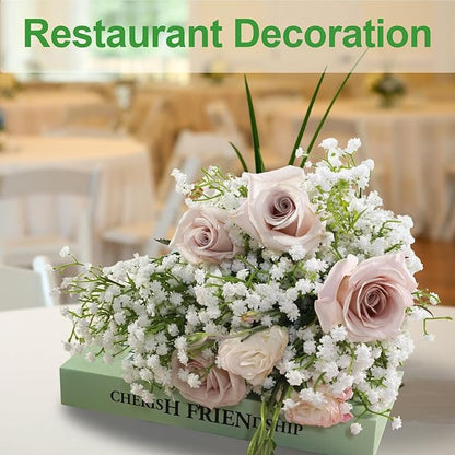 15 Pack Real Touch Artificial Baby's Breath Flowers - 21" Bendable Stems for Wedding Bouquets, Home Centerpieces & Outdoor Decor (Waterproof, Dustproof, White)