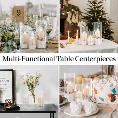 Cylinder Glass Vase Set of 30, Cylinder Vases for Centerpieces Bulk, Modern Clear Hurricane Candle Holders for Pillar Candles, Wedding Flower Vases for Floating Candle Table Decorations