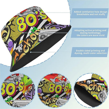Bucket Hat for Women Men Unisex Sun Cap Packable Outdoor Fisherman Hat Headwear,Reversible Double-Side-Wear
