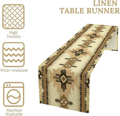 Aztec Table Runner Southwestern Ethnic Style Geometric Navajo Tribe Abstract Pattern Vintage Rustic Table Dinner Table Runner 13x120 Inch