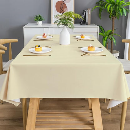 Square Table Cloth,100% Waterproof Tablecloth Oil Proof Spill Proof Vinyl Table Cloth, Wipe Clean Plastic Table Cover for Dining, Camping, Indoor and Outdoor 54" x 54",Beige