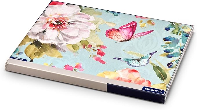 Pimpernel English Garden Collection Placemats, Set of 4 – (15.7" x 11.7") Floral Cork-Backed Board with Lacquer Finish, Heat & Stain Resistant Table Protectors Designed in England