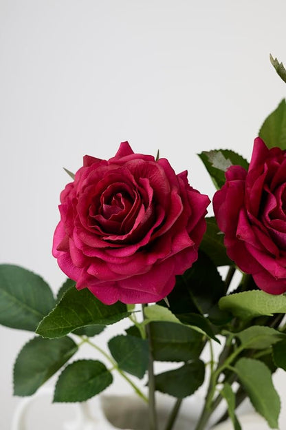 Real Touch Artificial Roses 6pcs, Floyd Roses,17.3”Faux Silk Roses Bouquet for Home Decor, Wedding Centerpieces, Romantic Gifts & Party Arrangements, Fuchsia Realistic Flowers (Fuchsia)