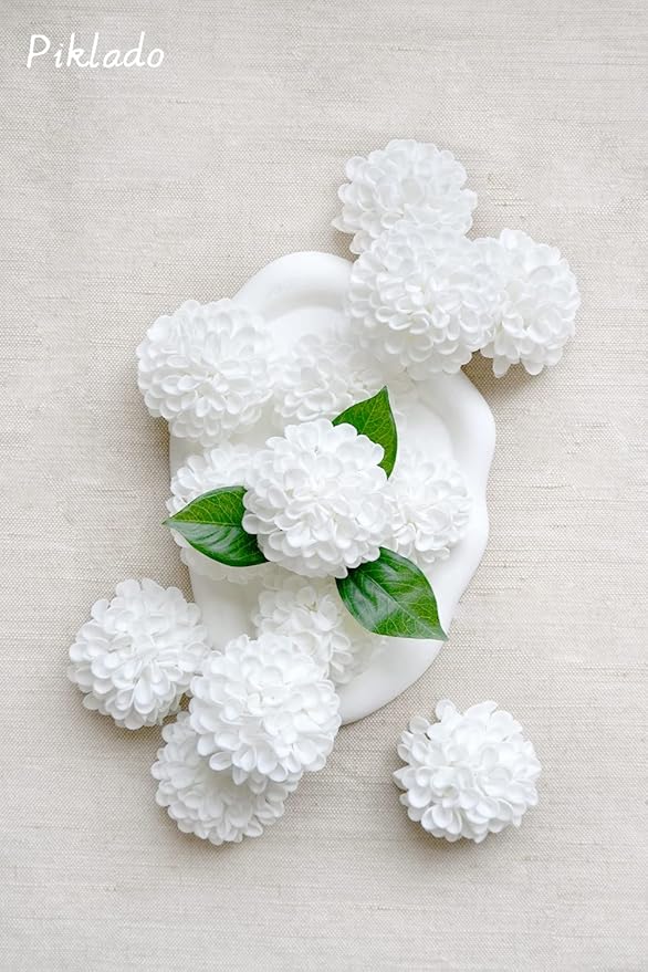Artificial Wedding Dahlia Flowers 25 pcs Ivory Fake Roses w/Stem for DIY Wedding Decor Centerpieces Arrangements Bouquets(Ivory)