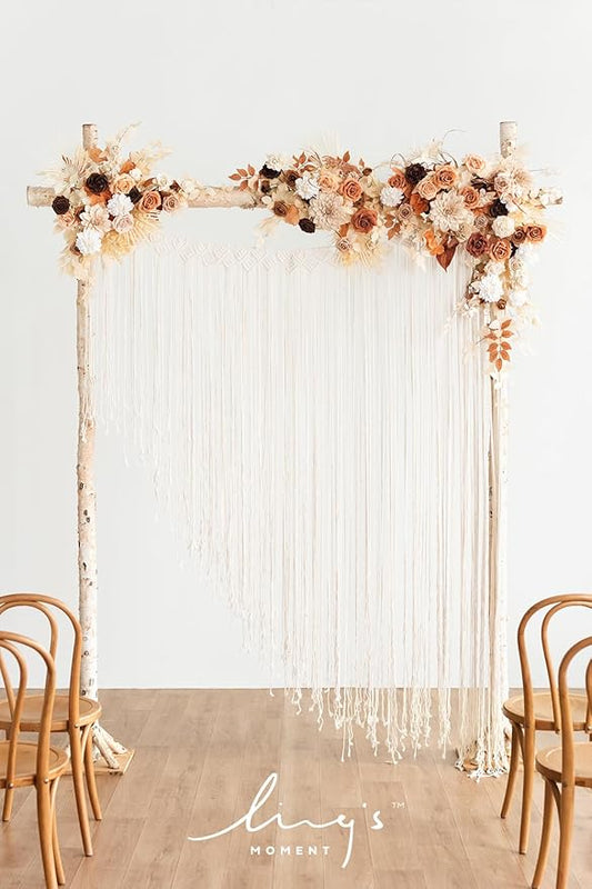 Ling's moment Hanging Artificial Wedding Arch Flowers, Orange Floral Arrangements with Tassel Sequins Rose Ceremony Arbor Reception Backdrop Decorations Outdoor Swag Garland Garden Decor