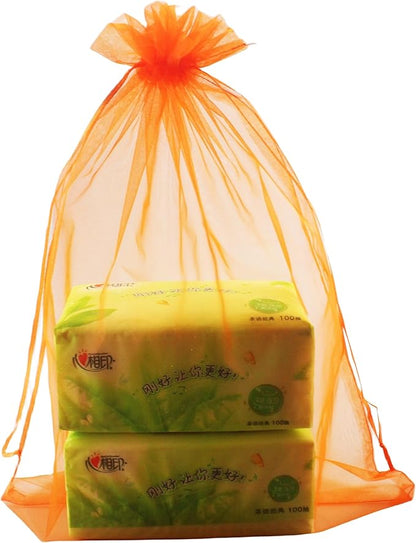 QIANHAILIZZ 50 Pack 12 x 16 Inch Drawstring Jewelry Gift Organza Bags Plant Covers Plants Protection Bag D5B (A-ORANGE)