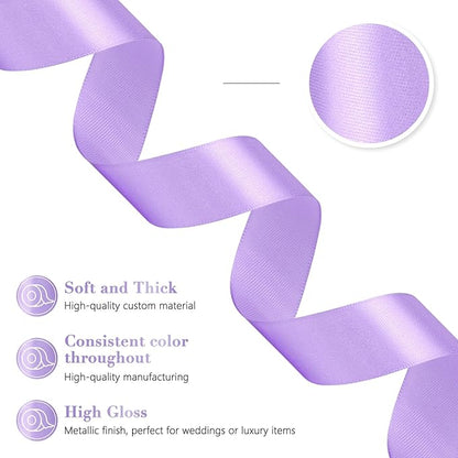 Lavender Ribbon 1 Inch 60 Yards, Light Purple Satin Ribbon for Crafts, Gift Wrapping, Flower Bouquet, Graduation Lei, Baby Shower, DIY Bows, Christmas, Easter