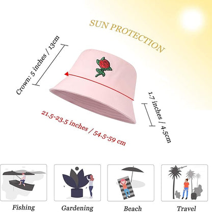 ZLYC Unisex Fashion Embroidered Bucket Hat Summer Fisherman Cap for Men Women