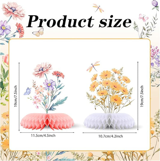 9 Pcs Wildflower Baby in Bloom Baby Shower Honeycomb Decoration Floral Flower Theme Honeycomb Table Centerpieces