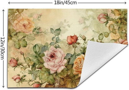 Placemats Set of 4 PVC Woven Place Mats Heat Resistant Easy to Clean for Indoor Outdoor Party Kitchen Dining Table Decoration 12"x18"