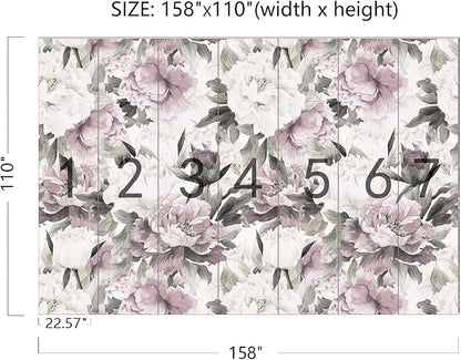 Cliouar-Vintage Purple Pink Rose Bedroom Living Room Decor Wallpaper Mural Bedroom Living Room Decor 158" x 110"(Not Self-Adhesive)