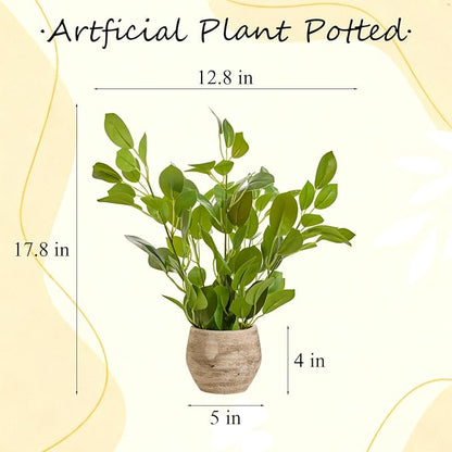 17.8'' Fake Plants Lifelike Ficus Artificial Plants in Rustic Spherical Pot Realistic Looking Faux Plants for Home Kitchen Bathroom Living Room Bedroom Office Indoor Decor