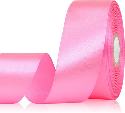 Flamingo Pink Ribbon 1-1/2 Inch 30 Yards Single Face Satin Ribbon for Flower Bouquet, Fabric Ribbon for Gift Wrapping Crafts Hair Accessories Sewing Wedding Christmas