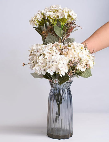 Hydrangea Artificial Flower 3pcs Realistic Faux Silk Hydrangeas Fake Flowers Bouquets Arrangements Decor for Wedding Spring Mother's Day, Home Table Decorations, White Flower