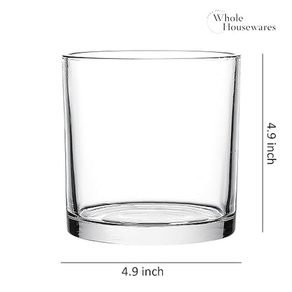 5"X5" Glass Cylinder Vase - WHOLE HOUSEWARES Candle Holder - Decorative Centerpiece Arrangement for Wedding Party Event Home Office Decor - Set of 4