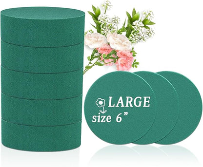 SupKing Large Round Floral Foams 6", 8 Pcs Sponge Foam Blocks Green Wet Dry Flower Foams Plant Foam for Florist Craft Artificial Flower Arrangements